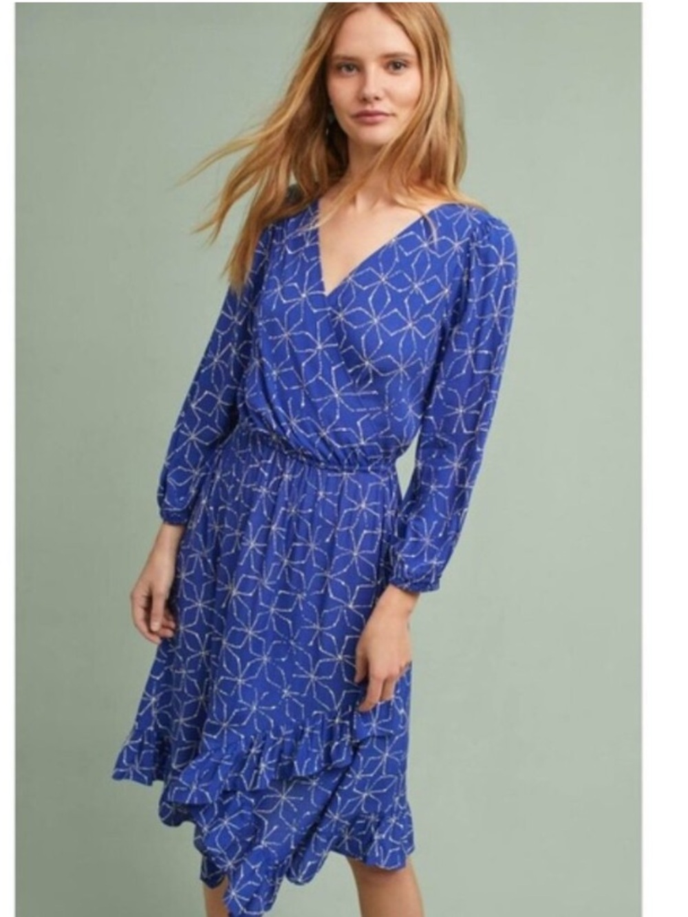 Anthropologie Tracey Reese Small  Blue Geometric Print Dress 💙